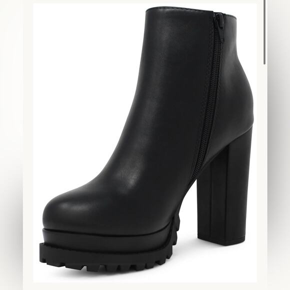 Marco Republic Shoes - NEW Marco Women's Black Platform Chunky Block Heel Lug Sole Ankle Boot Size 7.5